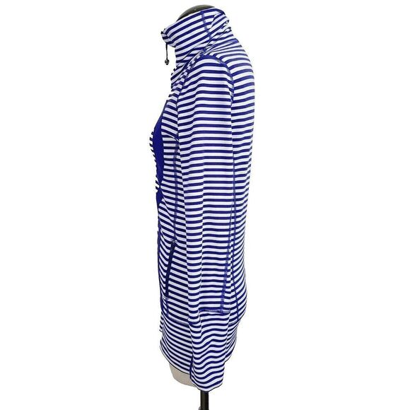 Lululemon In Stride Jacket 4 Blue White Striped Knit Full-Zip Thumbholes - Picture 4 of 10